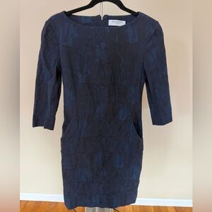 MM LAFLEUR Collection Textured Navy Dress